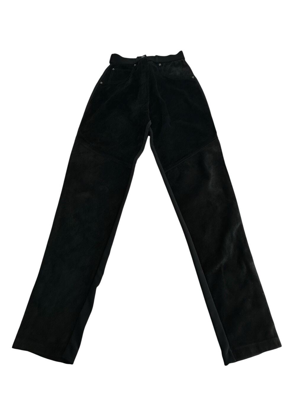 Andrea Isabella Black Leather Front Pants Size 8 XS Stretch Back